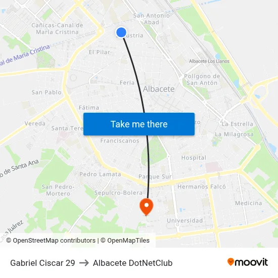 Gabriel Ciscar 29 to Albacete DotNetClub map