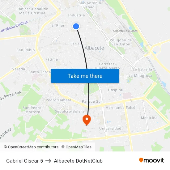 Gabriel Ciscar 5 to Albacete DotNetClub map
