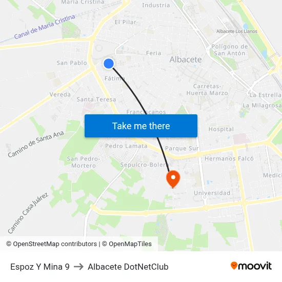 Espoz Y Mina 9 to Albacete DotNetClub map