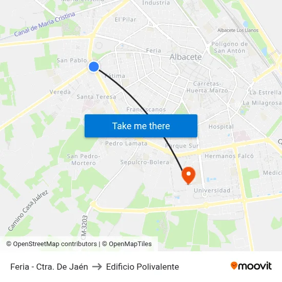 Feria - Ctra. De Jaén to Edificio Polivalente map