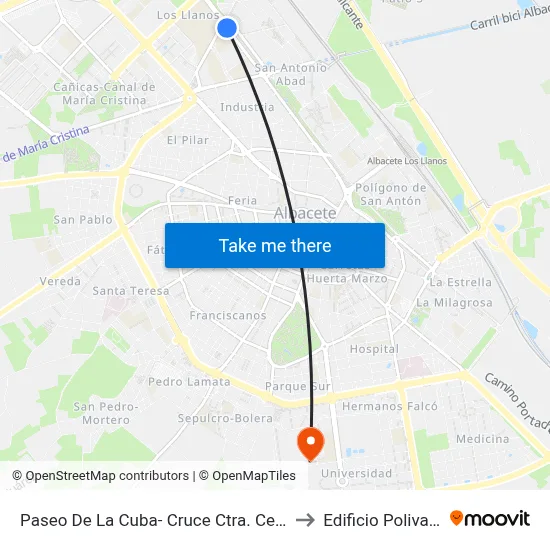 Paseo De La Cuba- Cruce Ctra. Cementerio to Edificio Polivalente map