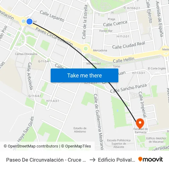 Paseo De Circunvalación - Cruce Rosario to Edificio Polivalente map