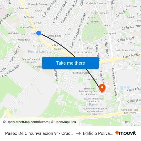 Paseo De Circunvalación 91- Cruce P Coca to Edificio Polivalente map