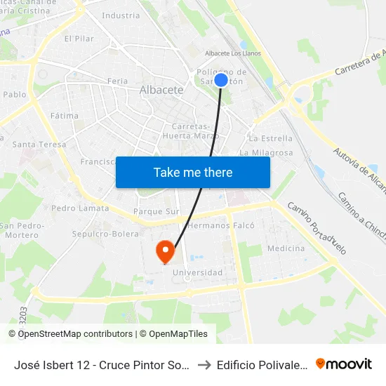 José Isbert 12 - Cruce Pintor Sorolla to Edificio Polivalente map