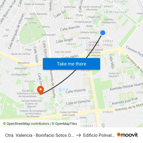 Ctra. Valencia - Bonifacio Sotos Ochando to Edificio Polivalente map