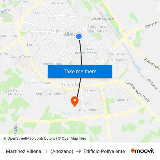 Martínez Villena 11  (Altozano) to Edificio Polivalente map