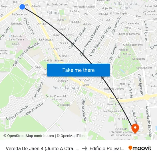 Vereda De Jaén 4 (Junto A Ctra. Jaén) to Edificio Polivalente map
