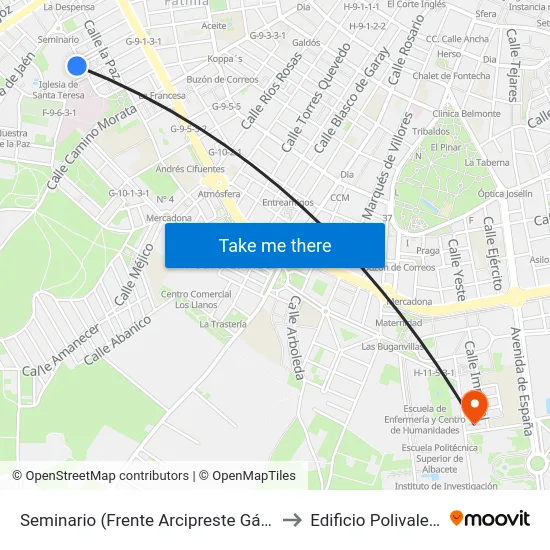 Seminario (Frente Arcipreste Gálvez) to Edificio Polivalente map