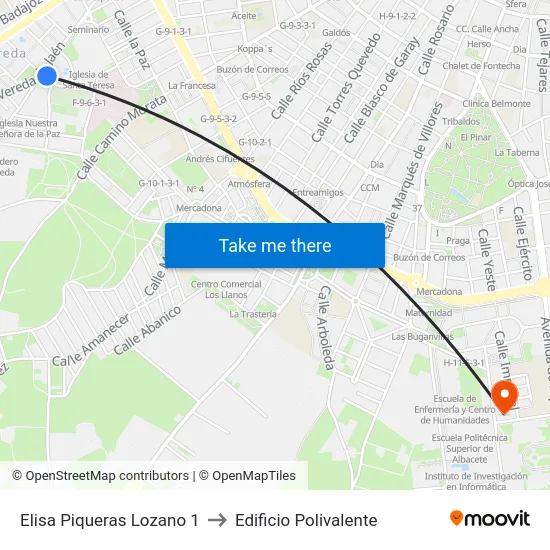 Elisa Piqueras Lozano 1 to Edificio Polivalente map