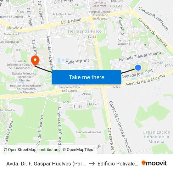 Avda. Dr. F. Gaspar Huelves (Parque) to Edificio Polivalente map