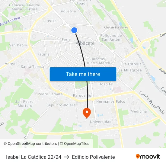 Isabel La Católica 22/24 to Edificio Polivalente map