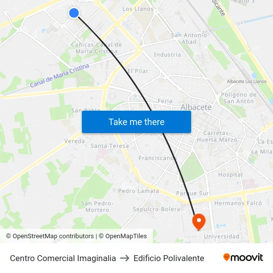 Centro Comercial Imaginalia to Edificio Polivalente map