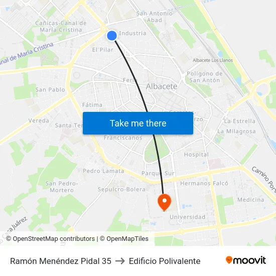 Ramón Menéndez Pidal 35 to Edificio Polivalente map