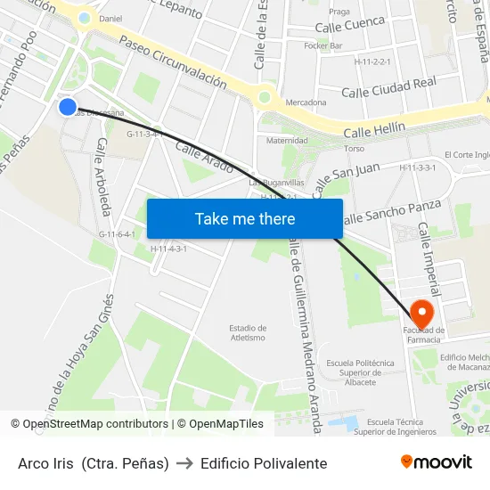 Arco Iris  (Ctra. Peñas) to Edificio Polivalente map