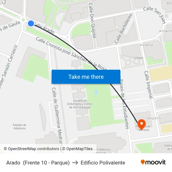 Arado  (Frente 10 - Parque) to Edificio Polivalente map