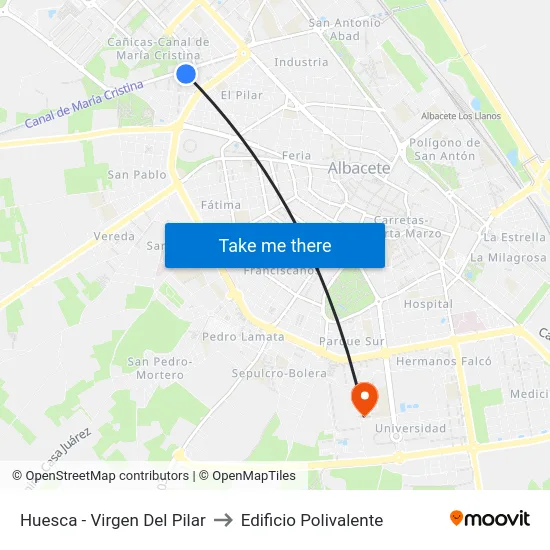 Huesca - Virgen Del Pilar to Edificio Polivalente map