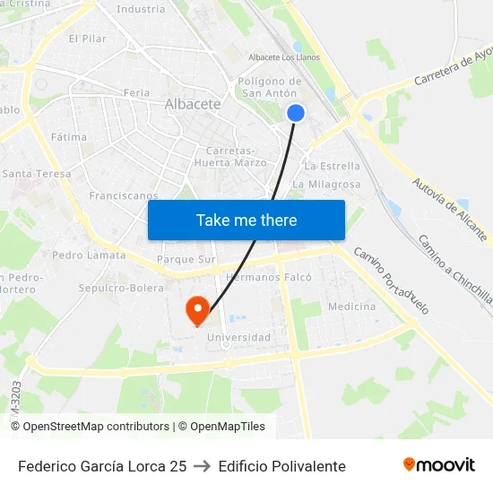 Federico García Lorca 25 to Edificio Polivalente map