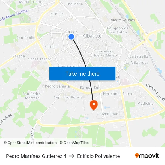 Pedro Martínez Gutierrez 4 to Edificio Polivalente map