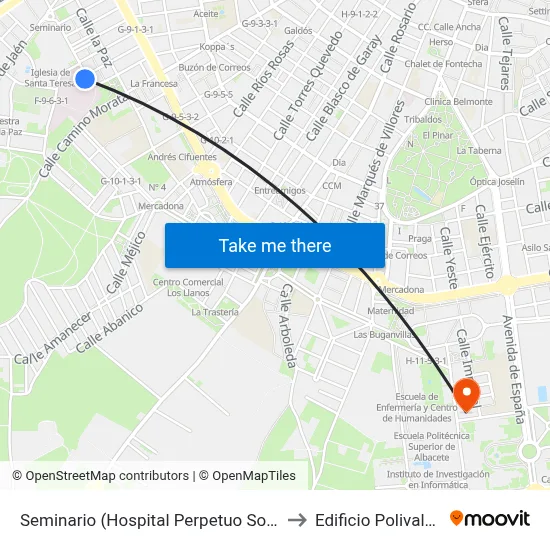 Seminario (Hospital Perpetuo Socorro) to Edificio Polivalente map