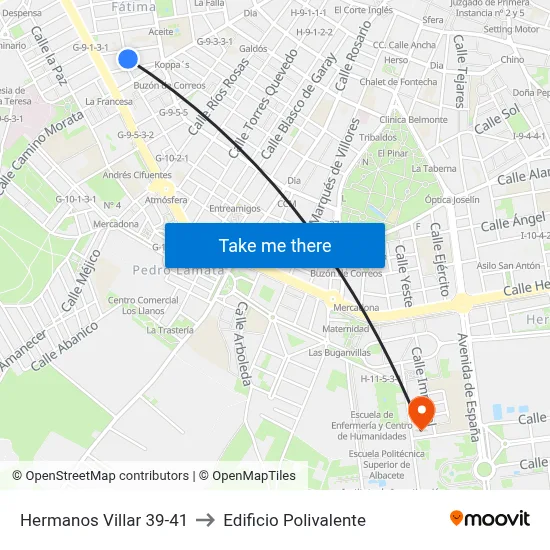 Hermanos Villar 39-41 to Edificio Polivalente map