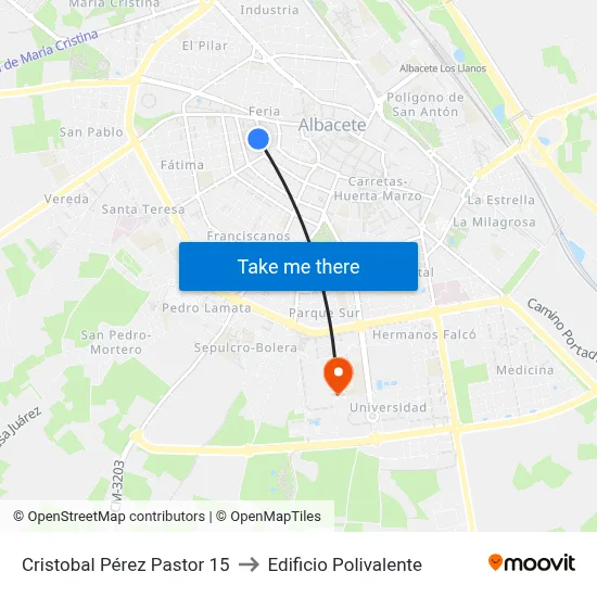 Cristobal Pérez Pastor 15 to Edificio Polivalente map