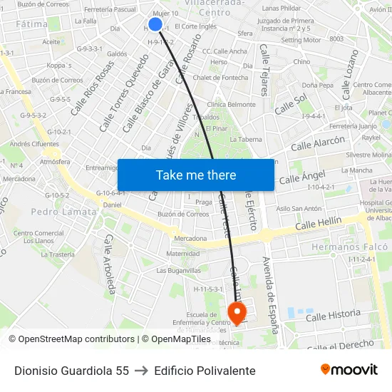 Dionisio Guardiola 55 to Edificio Polivalente map