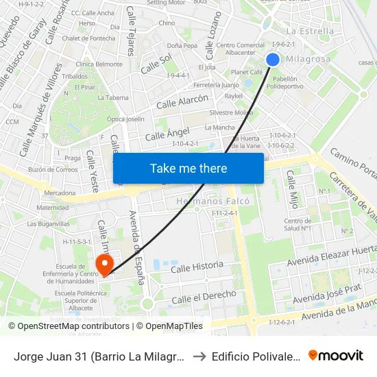 Jorge Juan 31 (Barrio La Milagrosa) to Edificio Polivalente map