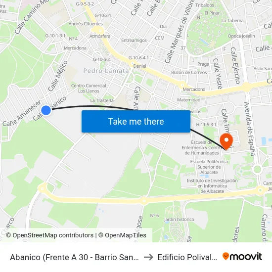 Abanico (Frente A 30 - Barrio San Pedro) to Edificio Polivalente map