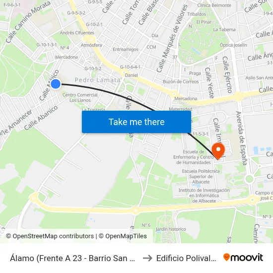 Álamo (Frente A 23 - Barrio San Pedro) to Edificio Polivalente map