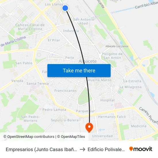 Empresarios (Junto Casas Ibañez) to Edificio Polivalente map
