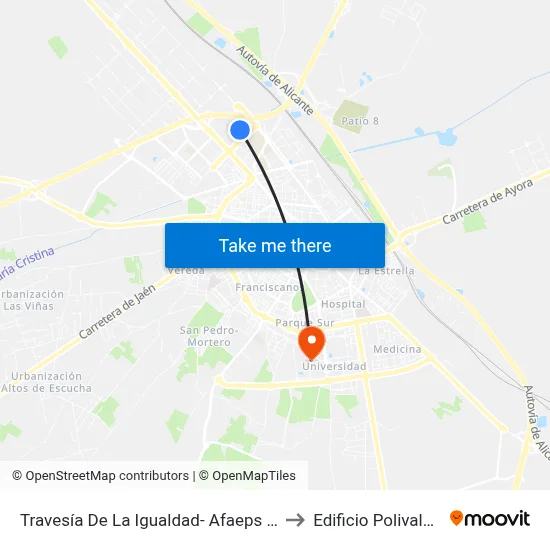 Travesía De La Igualdad- Afaeps Uned to Edificio Polivalente map