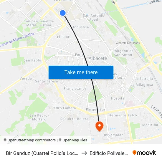 Bir Ganduz (Cuartel Policía Local.) to Edificio Polivalente map