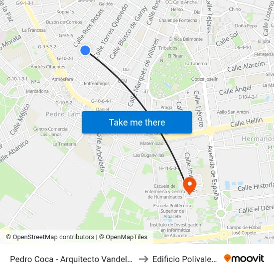 Pedro Coca - Arquitecto Vandelvira to Edificio Polivalente map