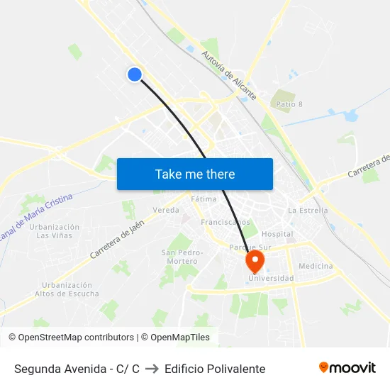 Segunda Avenida - C/ C to Edificio Polivalente map