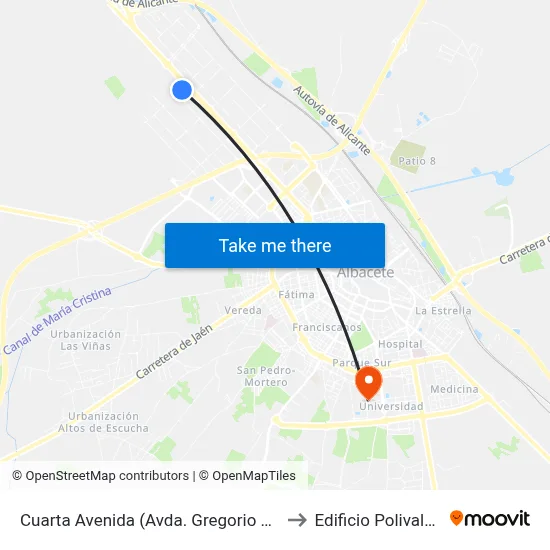Cuarta Avenida (Avda. Gregorio Arcos) to Edificio Polivalente map