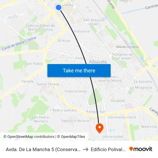 Avda. De La Mancha 5 (Conservatorio)) to Edificio Polivalente map
