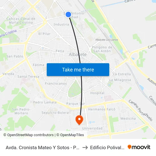 Avda. Cronista Mateo Y Sotos - Piscinas to Edificio Polivalente map