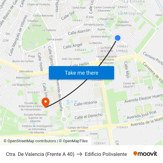 Ctra. De Valencia (Frente A 40) to Edificio Polivalente map