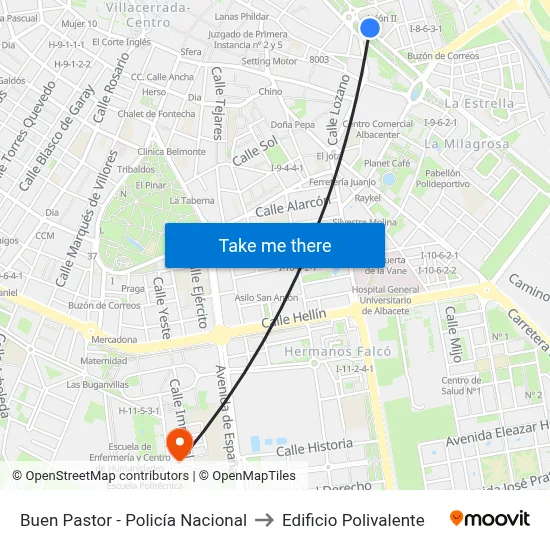 Buen Pastor - Policía Nacional to Edificio Polivalente map