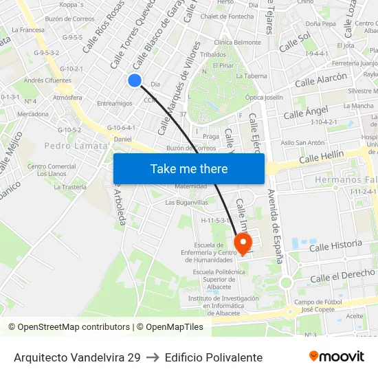 Arquitecto Vandelvira 29 to Edificio Polivalente map