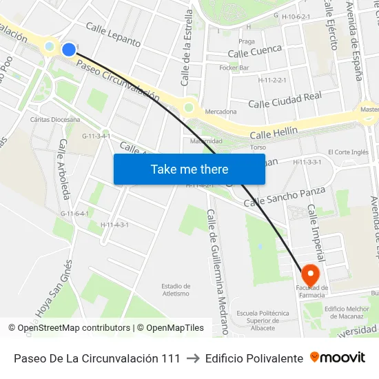 Paseo De La Circunvalación 111 to Edificio Polivalente map
