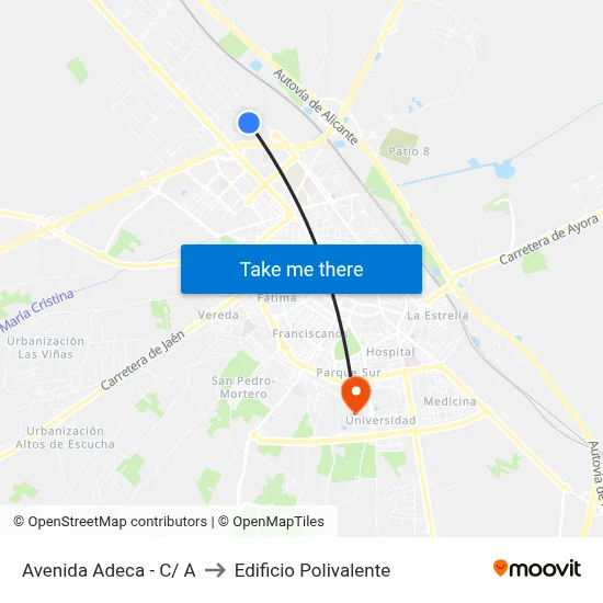 Avenida Adeca - C/ A to Edificio Polivalente map