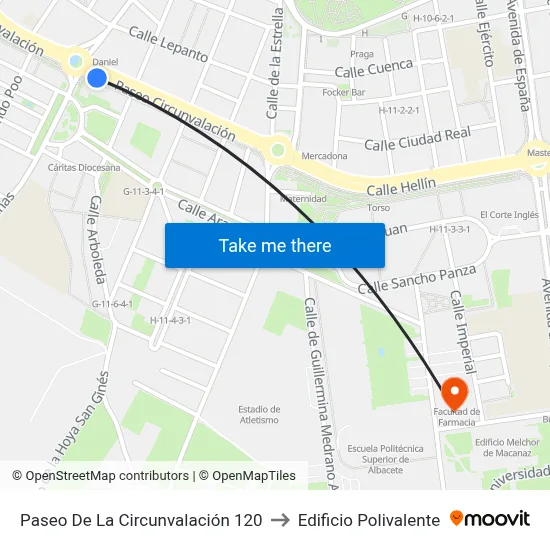 Paseo De La Circunvalación 120 to Edificio Polivalente map