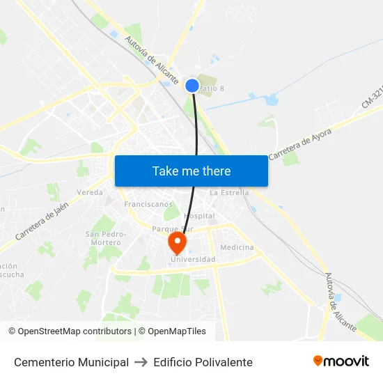 Cementerio Municipal to Edificio Polivalente map