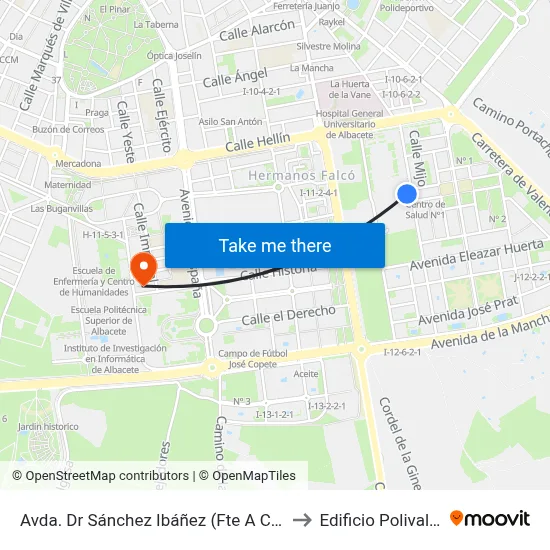 Avda. Dr Sánchez Ibáñez (Fte A C. Salud) to Edificio Polivalente map