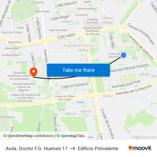 Avda. Doctor F.G. Huelves 17 to Edificio Polivalente map