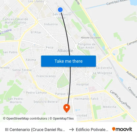 III Centenario (Cruce Daniel Rubio) to Edificio Polivalente map