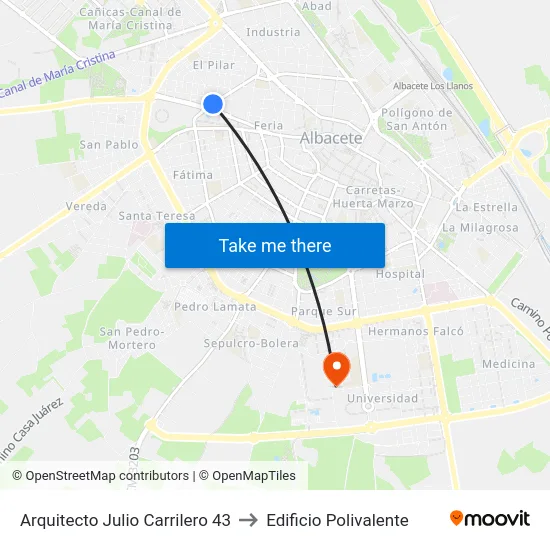 Arquitecto Julio Carrilero 43 to Edificio Polivalente map