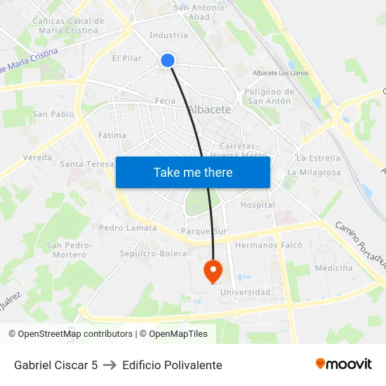 Gabriel Ciscar 5 to Edificio Polivalente map