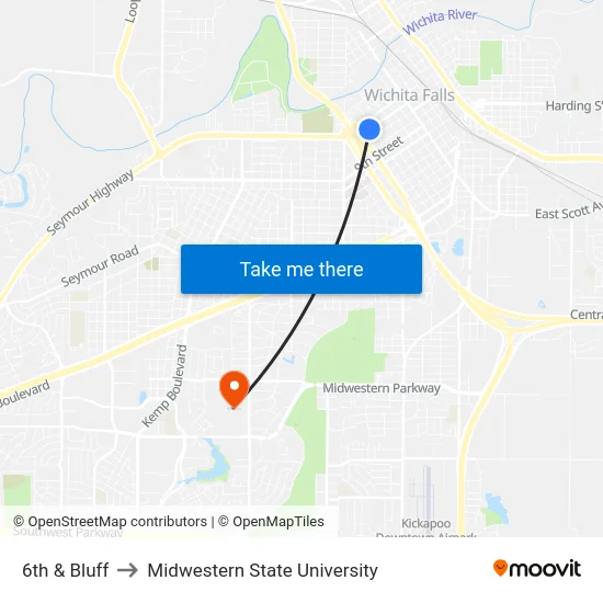 6th & Bluff to Midwestern State University map